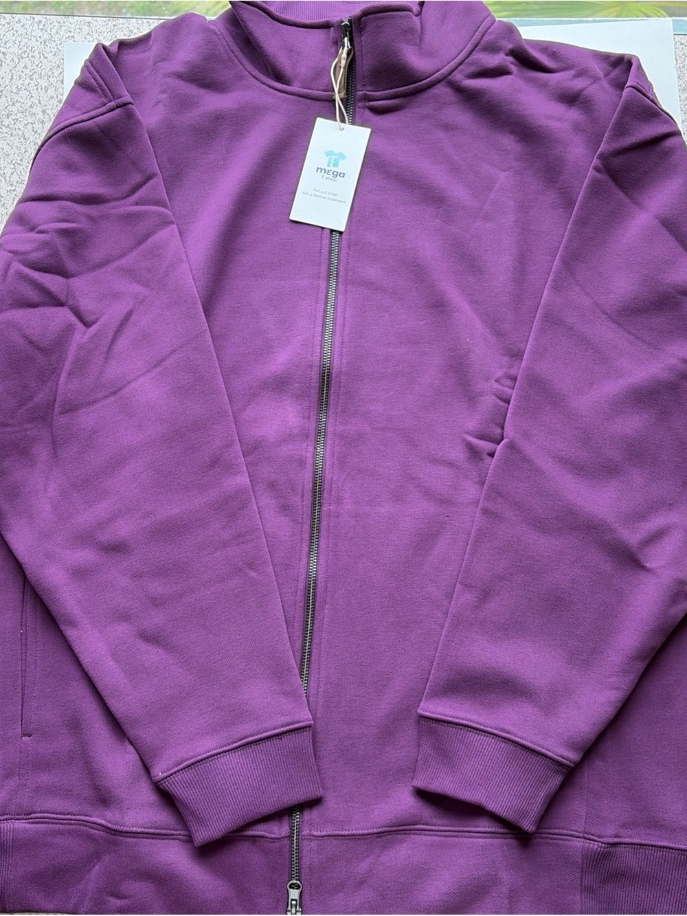 Two-Way Zip Up Sweatshirt Mock Neck Heavyweight Fleece 12.3 oz. Purple 2XL